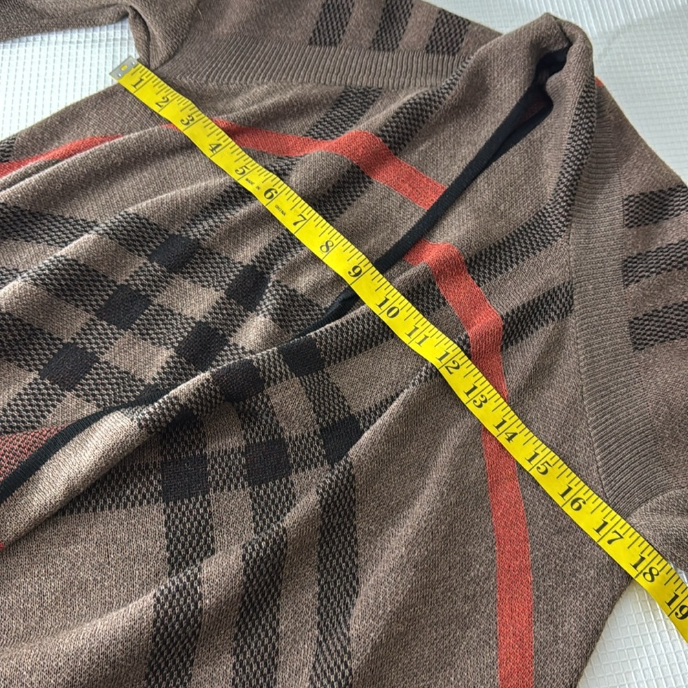 Women's Refined Plaid Open Long Sleeve Cardigan Sweater Sz S/M - Picture 9 of 10